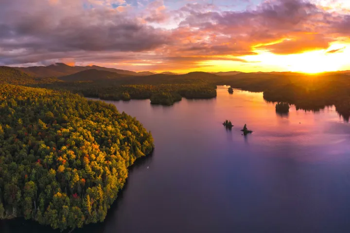 Aerial of Franklin Falls Flow in the fall
