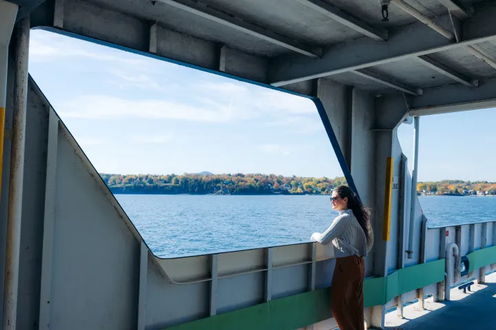 A woman on a ferry