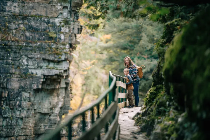 A mom and son at Ausable Chasm