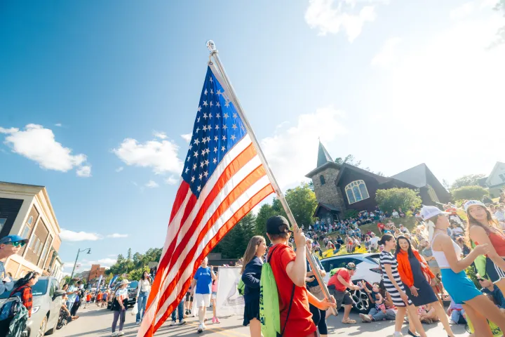 A flag at a parade