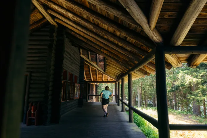 A woman at Great Camp Santanoni