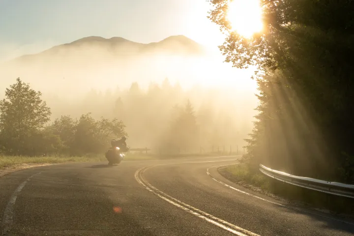 A motorcycle in the Adirondacks.
