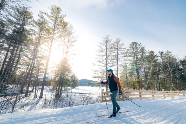 Cross-country skiing the rail trail.