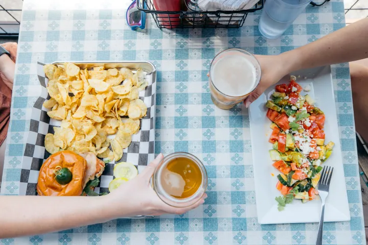 Dining at a brewery.
