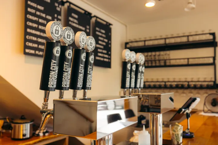Prison City Brewing taps.