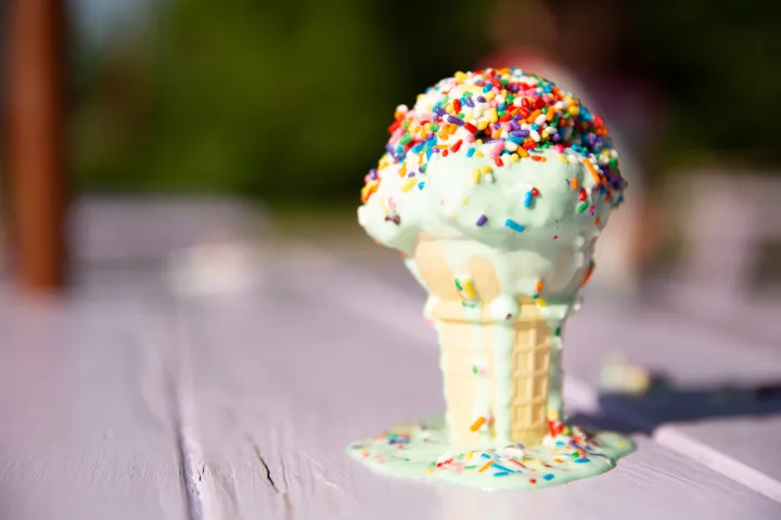 A melting ice cream cone.
