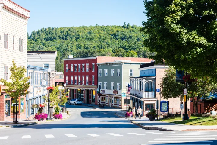 Downtown Saranac Lake in the summer.