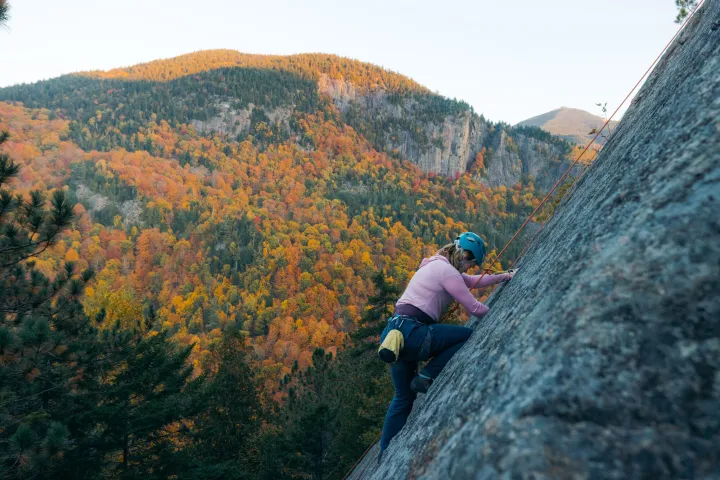 Climbing in the fall.