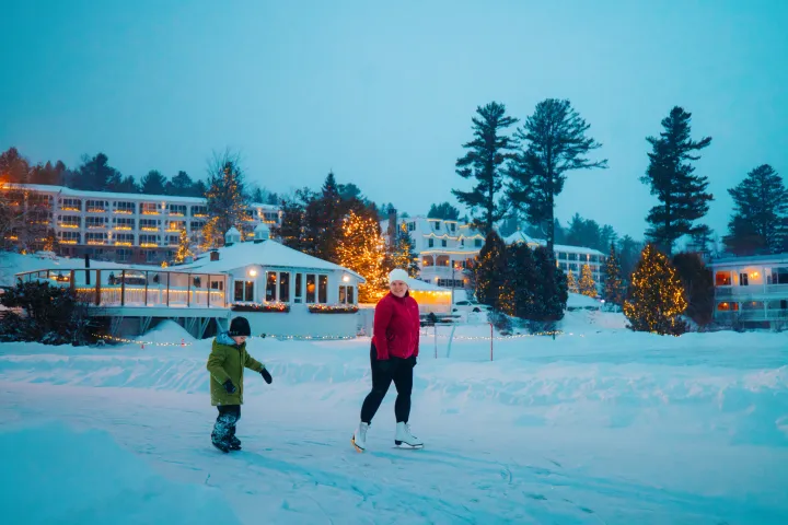 Ice skating in Lake Placid.