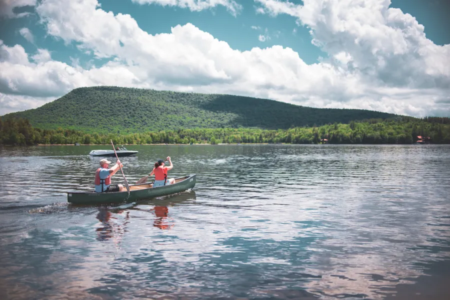 Two people canoeing 