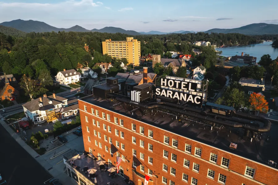 Aerial view of Hotel Saranac