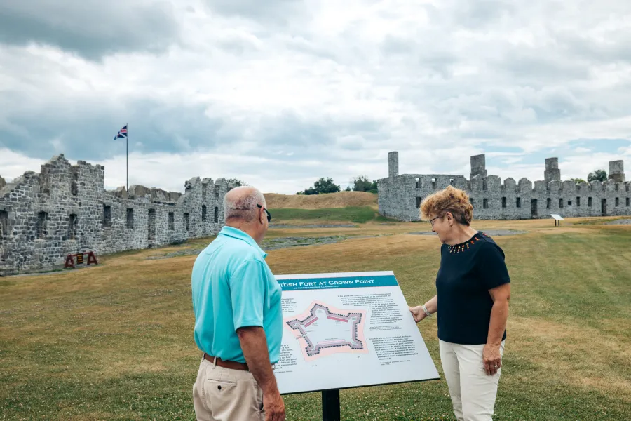 Two people at Crown Point State Historic Site
