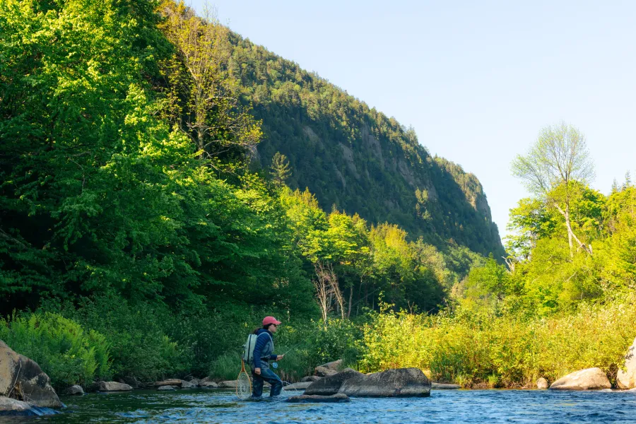 A fly fisher on the Ausable River