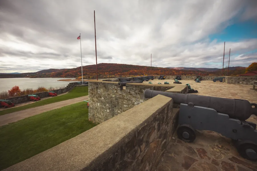 A cannon at Fort Ticonderoga in the fall