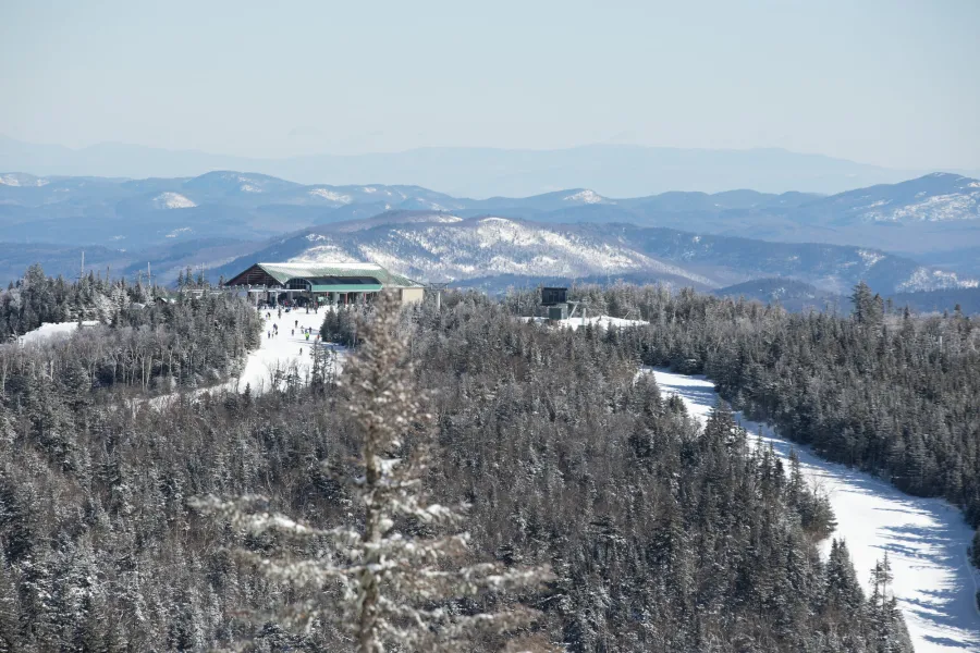 View of a lodge on Gore Mountain in the winter