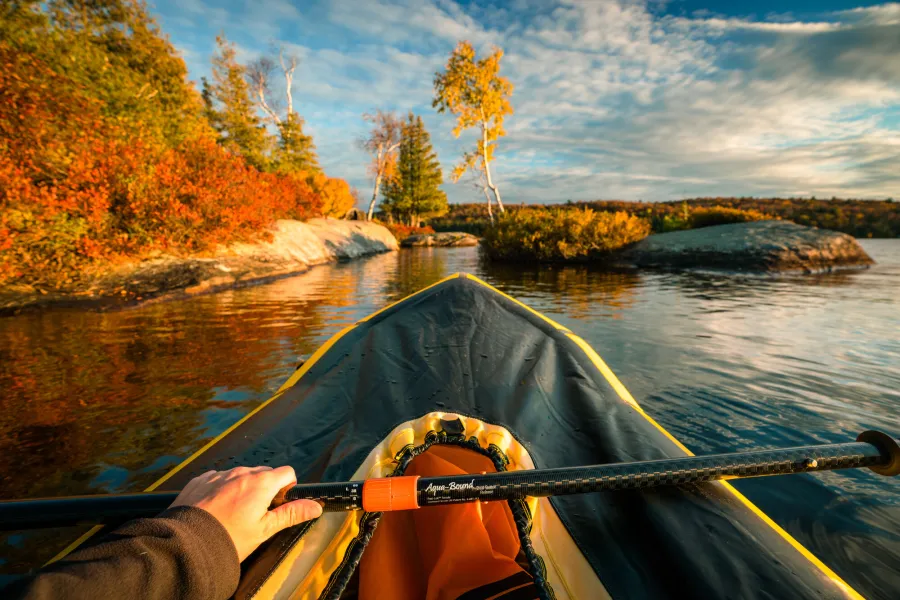 Paddling on Blue Mountain Lake in the fall.