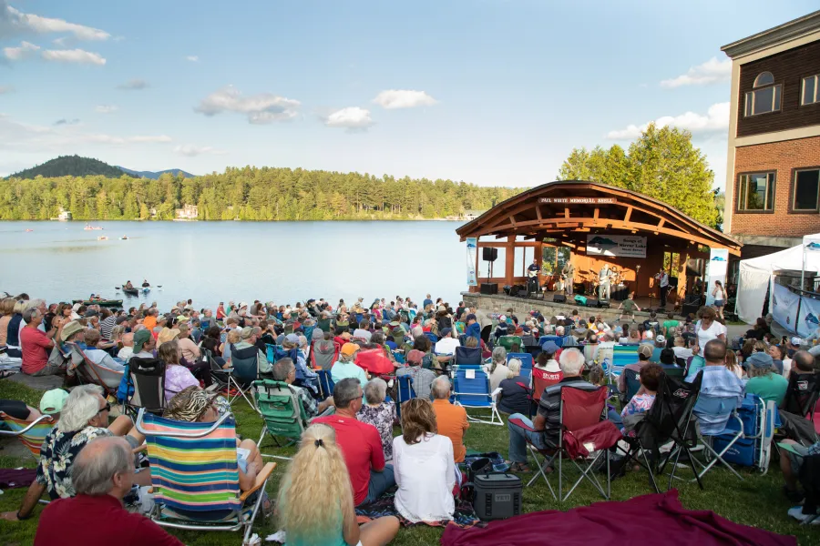 A concert happening on the shore of Mirror Lake