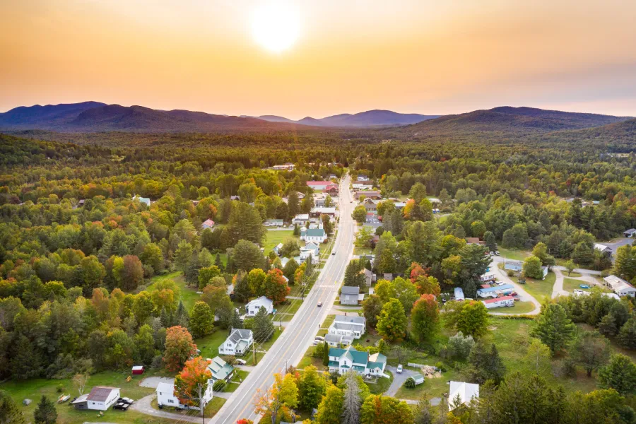 An aerial view of Indian Lake in the summer.