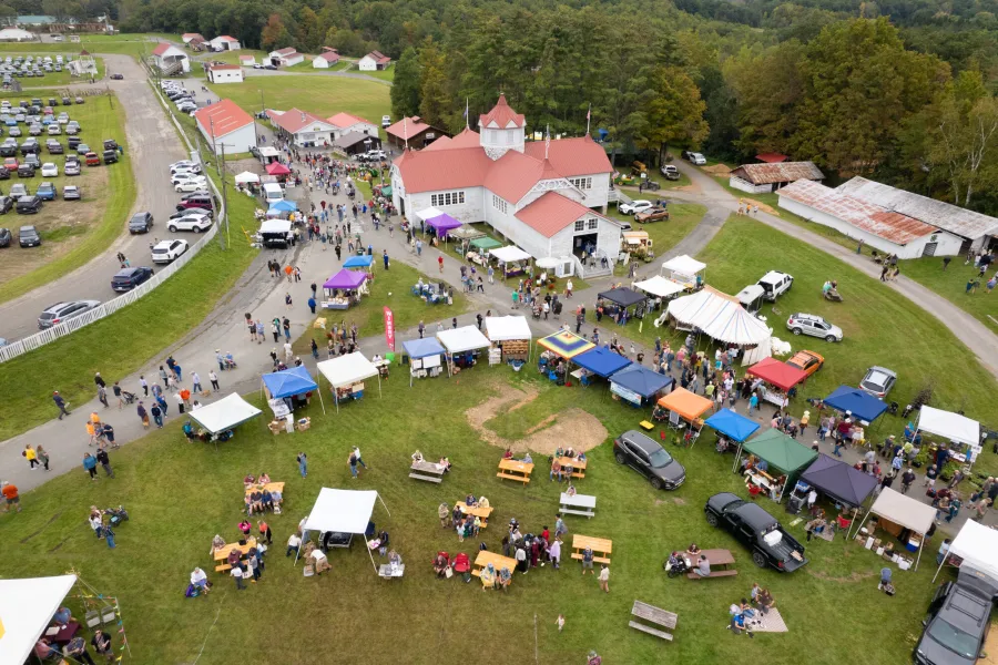 Aerial view of a harvest festival