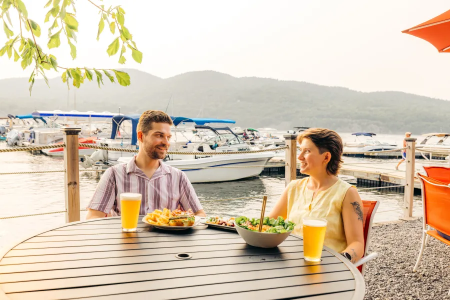 Enjoying a meal at Indian Bay Marina