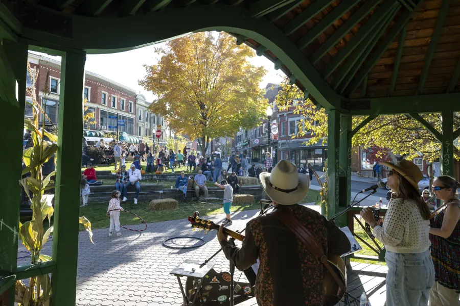 A live band playing at an outdoor venue