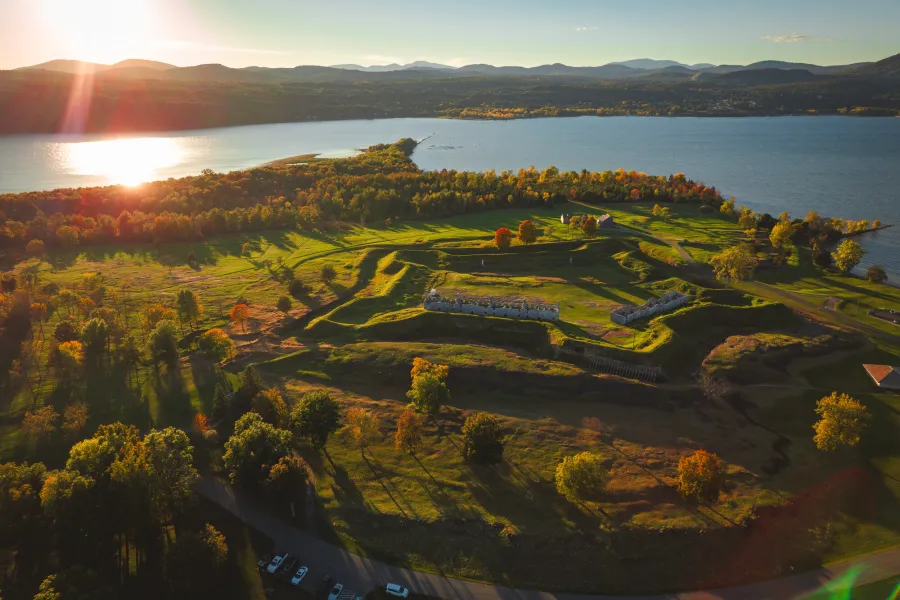 An aerial view of the Crown Point Historic Site.