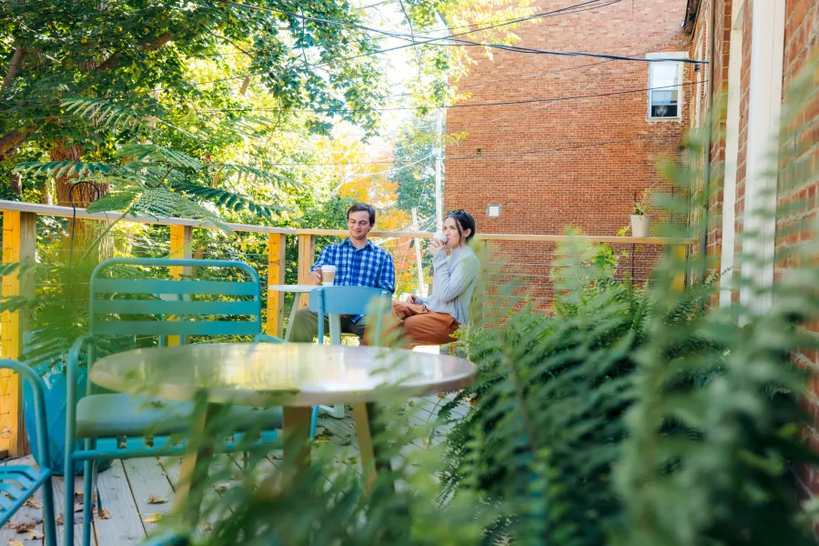 Two people having a cup of coffee