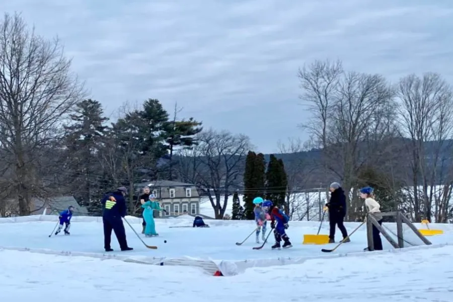 An outdoor ice rink