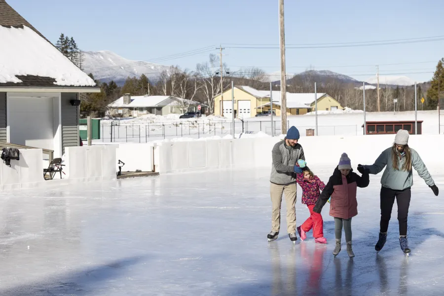 A family at the Newcomb rink