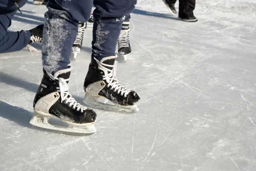 Close up of ice skates