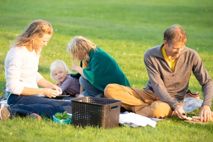 A family having a picnic.