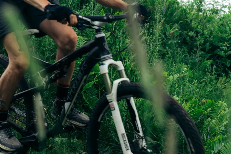 Up close shot of a mountain bike