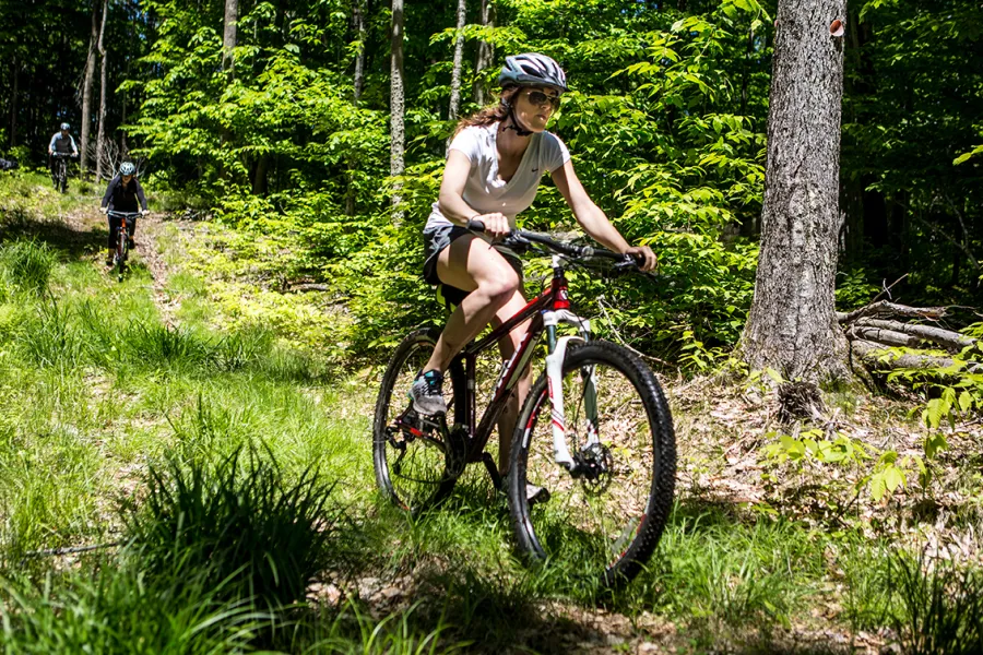 Mountain biker at Fern Park in Inlet