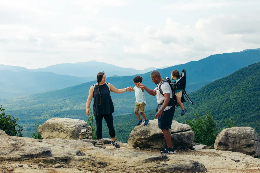 A family on the summit of Cobble Lookout