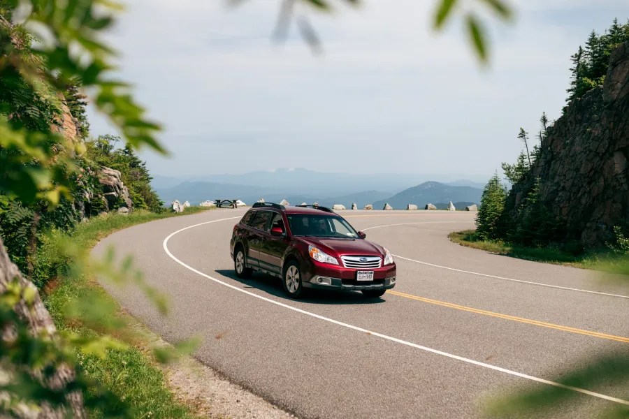 A car driving on a road.