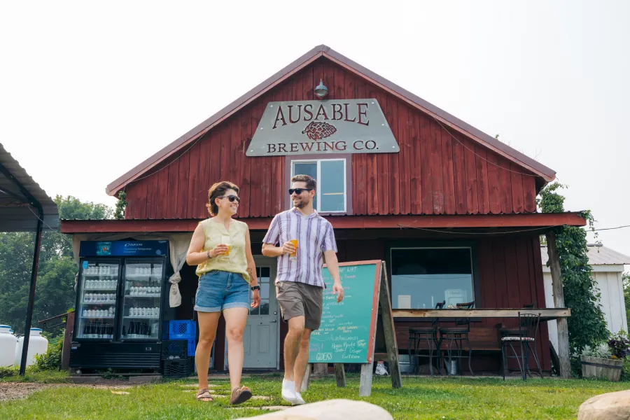 Drinking craft beer at Ausable Brewing Company.