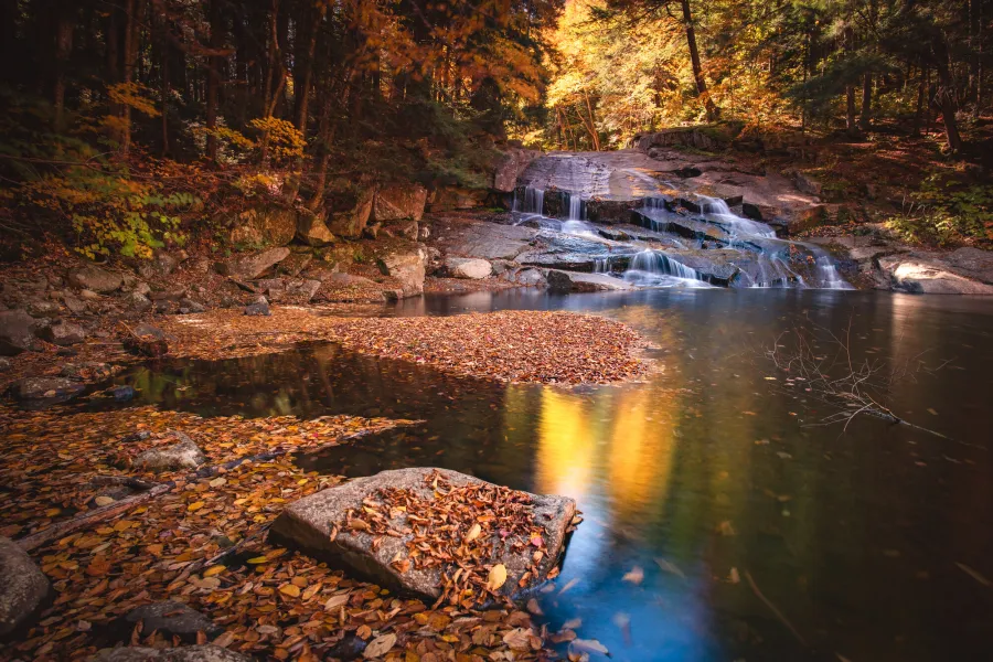 An Adirondack waterfall in the fall.