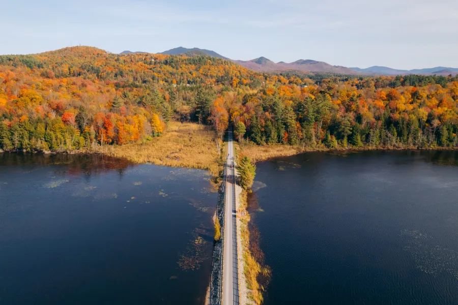 The Adirondack Rail Trail in the fall.