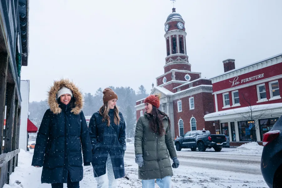 A winter walk in Saranac Lake's downtown.